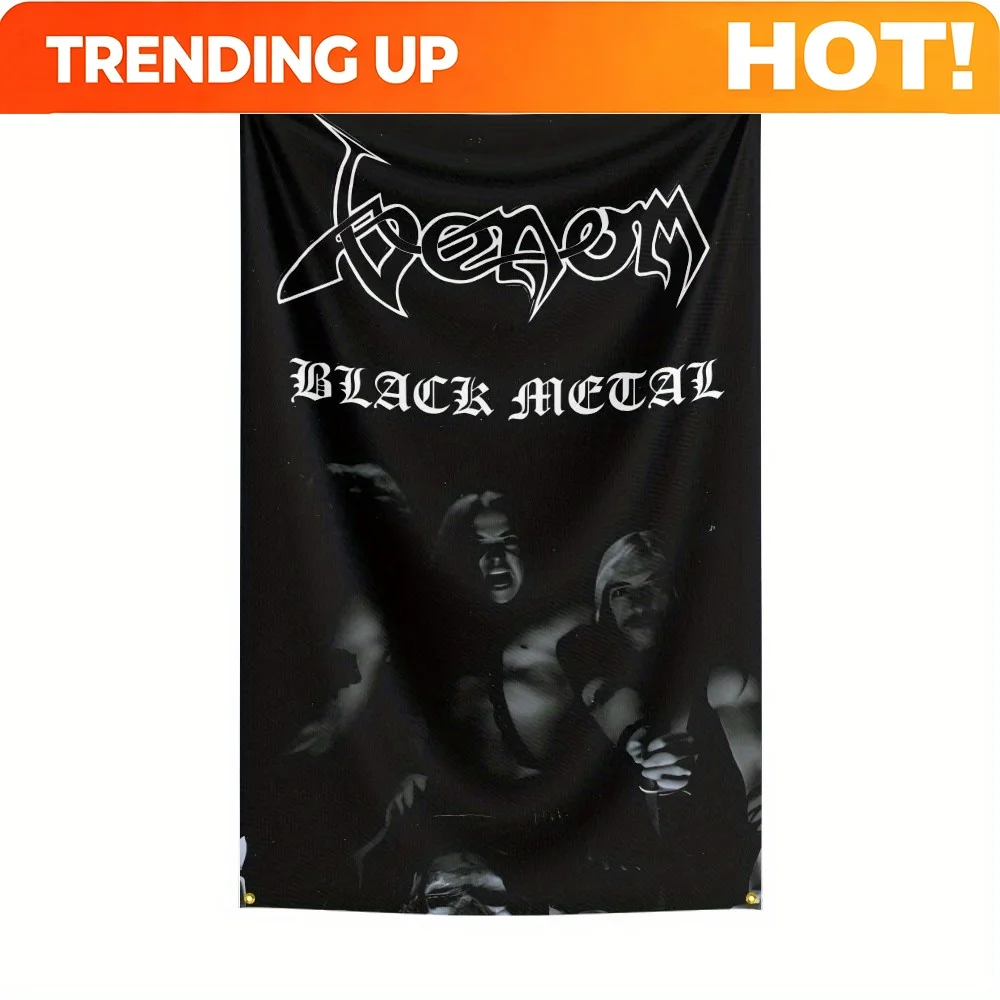 Customize A Single-Sided Tapestry Wall Art Featuring The Venom Metal Heavy Rock Band, Measuring 3X5 Feet And Made of 100% Polyes