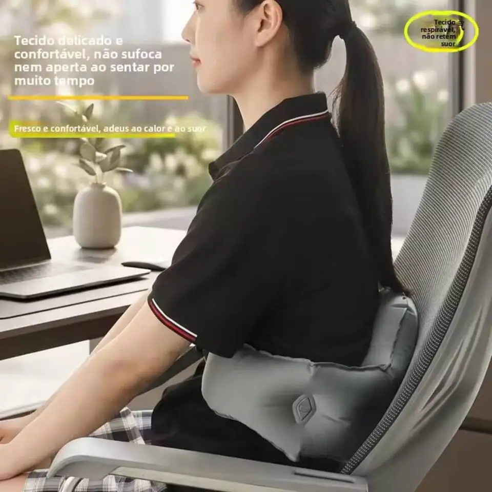 Foldable Inflatable Lumbar Pillow Comfortable Press Self-inflation Lumbar Support Cushion Lightweight Breathable
