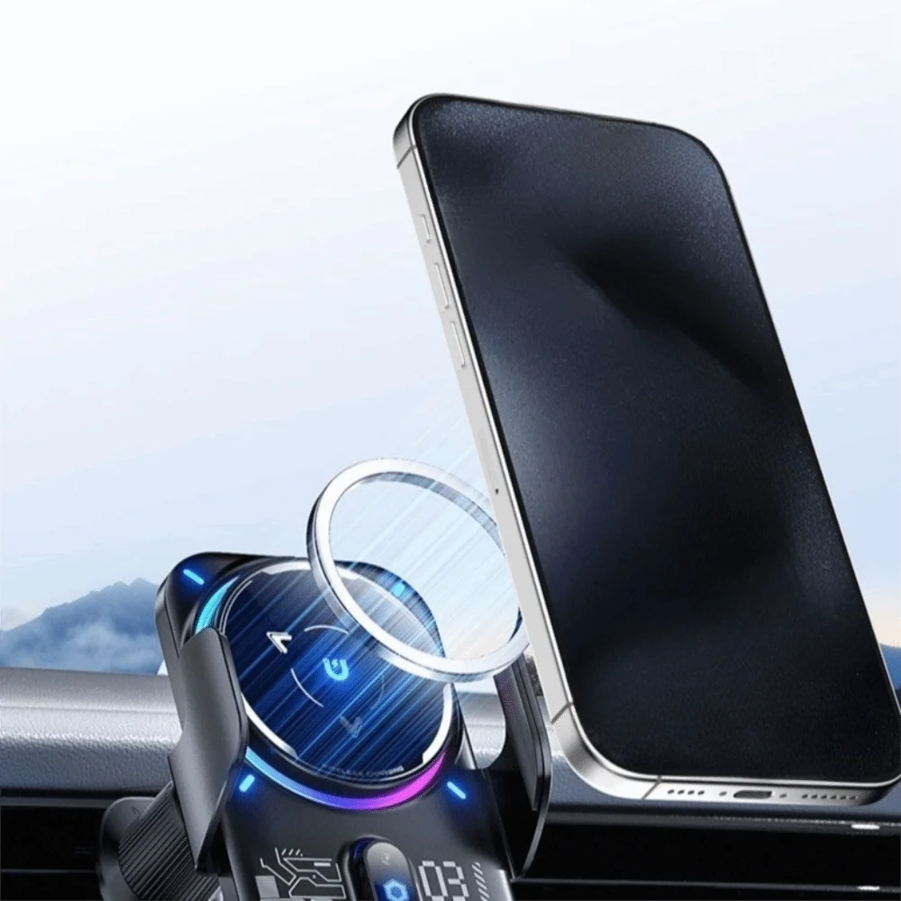 Magnetic Wireless Car Charger Fast Charging Automatic Cooling Car Phone Mount Charger Semiconductor Cooling Auto Induction