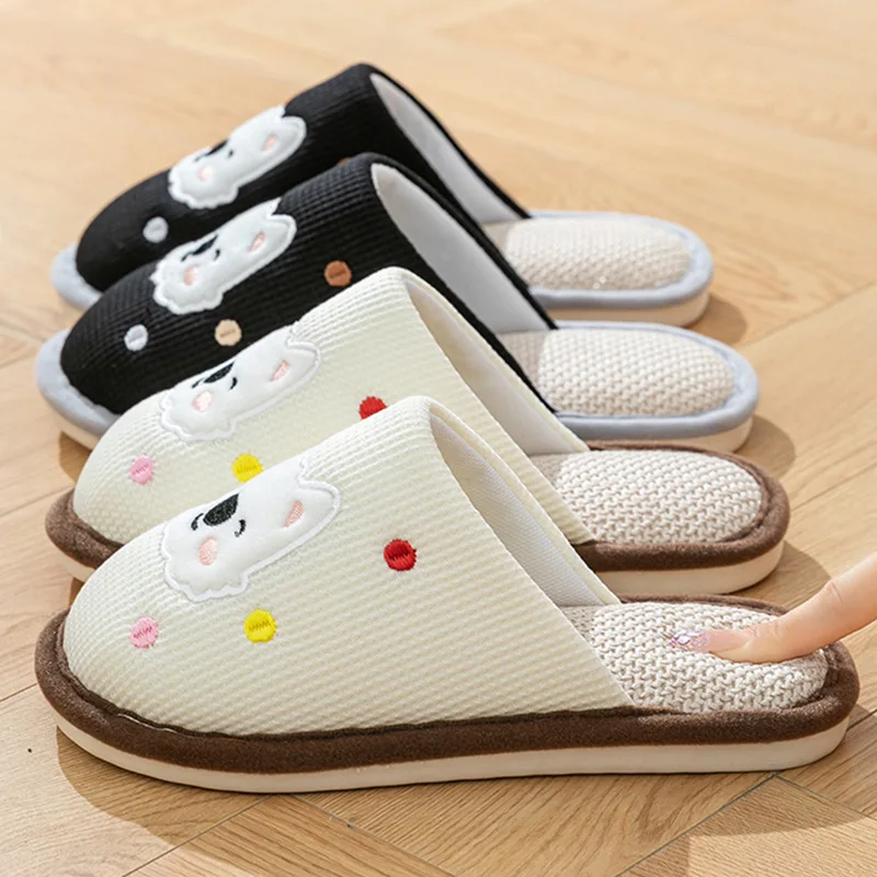 

Couples' Cotton Linen Slippers for Women & Men Autumn Winter Spring Indoor Home Non Slip Warm Household Slippers