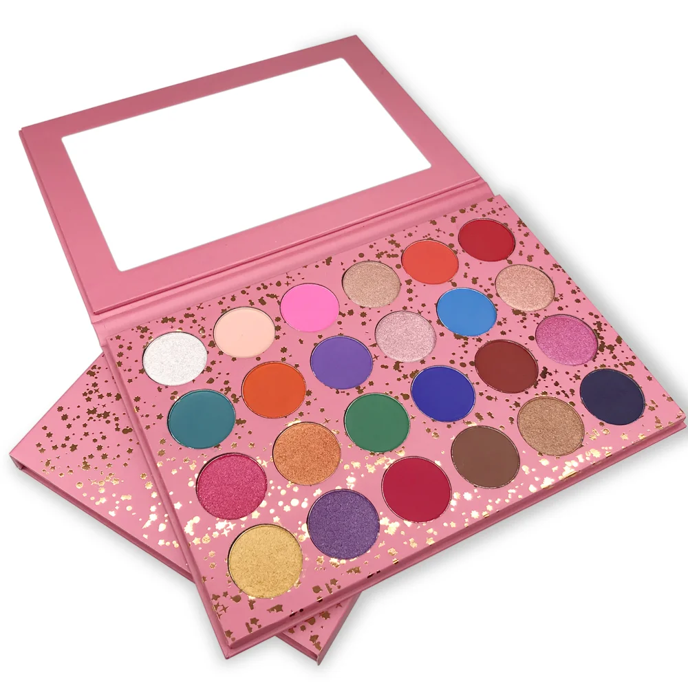 

24-colors Private Label Eyeshadow Custom Bulk Pink Paper-tray Palette Pigment Waterproof Shimmering Matte Glitter Pigment Makeup