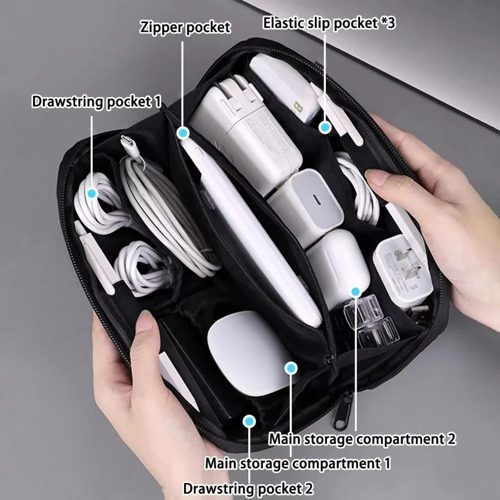 1pc Digital Storage Pouch, Portable Travel Bag for Camera Gear, USB Drives, Cables & Chargers with Classified Storage