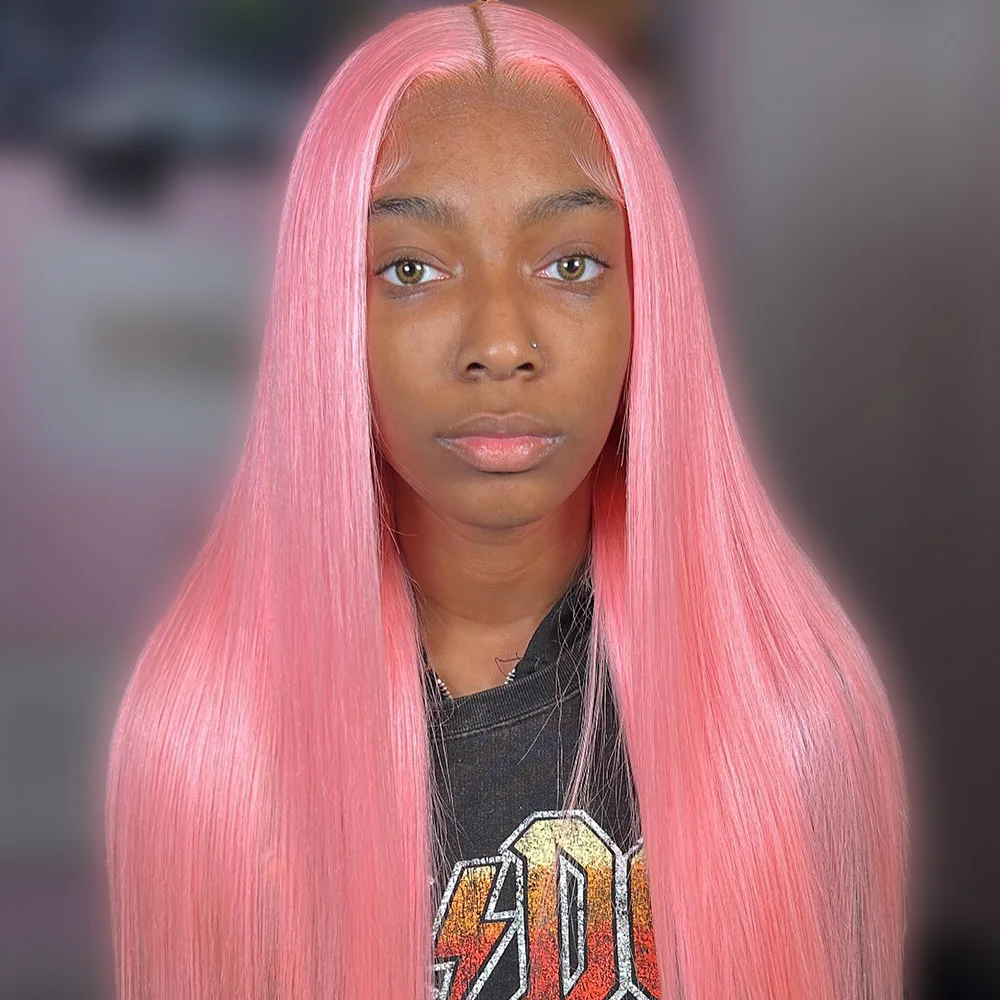 وردي فاتح العظام شعر طبيعي مفرود الدانتيل الباروكات الأمامية قبل قطعها 13x4 الدانتيل الشفاف شعر مستعار أمامي 100% شعر الإنسان شعر مستعار برازيلي