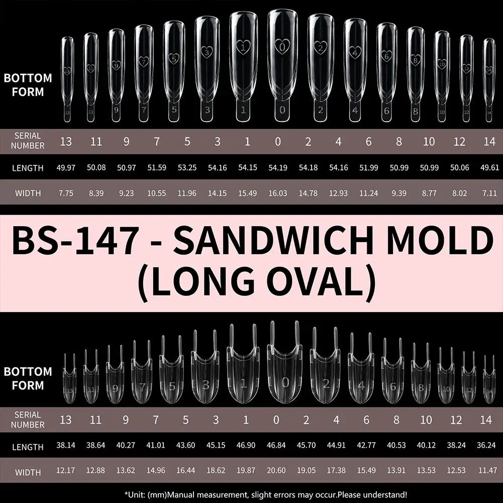 2026 New Sandwich Dual Nail Forms 120pcs 15size Rocket Shape Full Cover Top & Bottom Mold For Nail Art Extension Manicure Kit