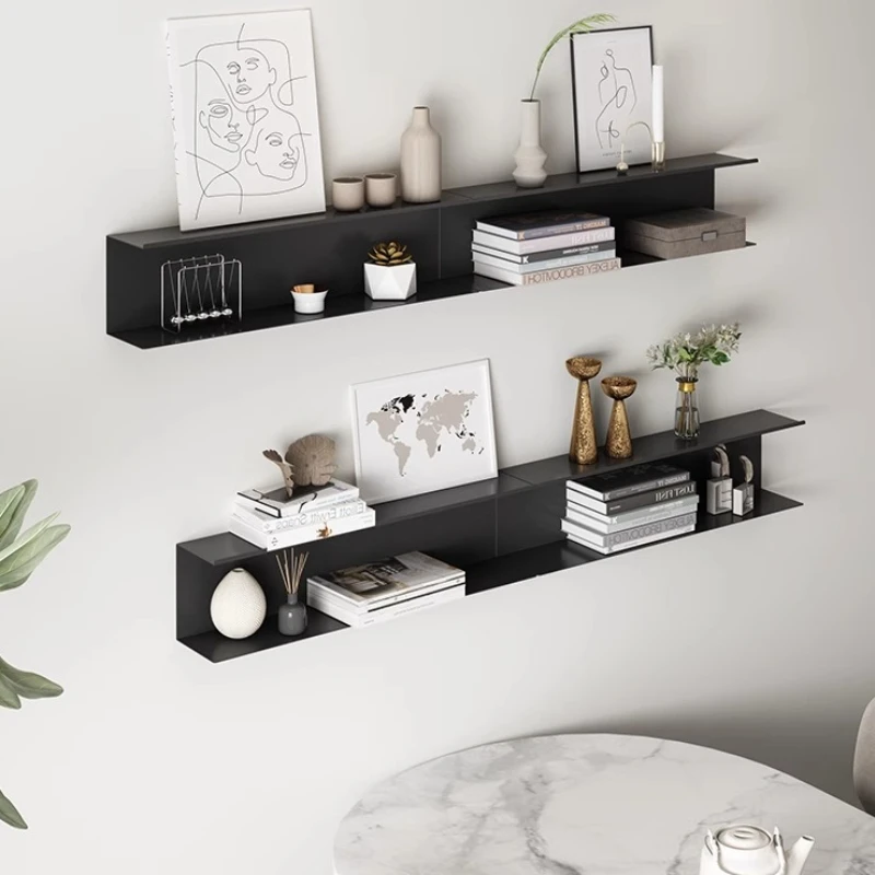 Iron Floating Wall Shelf, Space Saving Bookshelf Organizer for Living Room, Bedroom, Study, Small Apartment and Home Storage