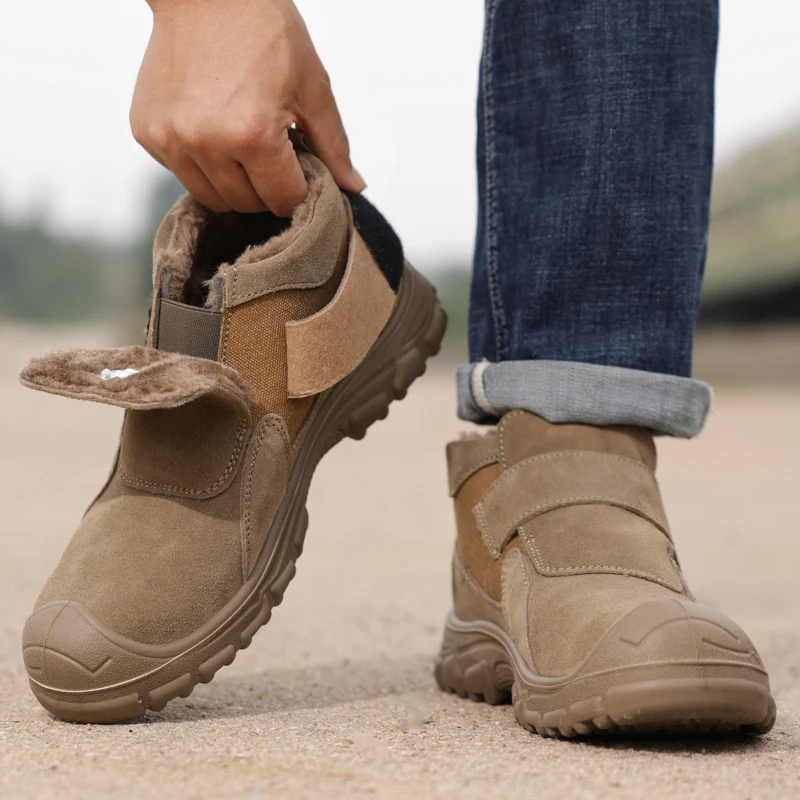 GUYISA scarpe antinfortunistiche da uomo stivali invernali Khaki Anti Smashing Anti Piercing protezione punta in acciaio scarpe da saldatore