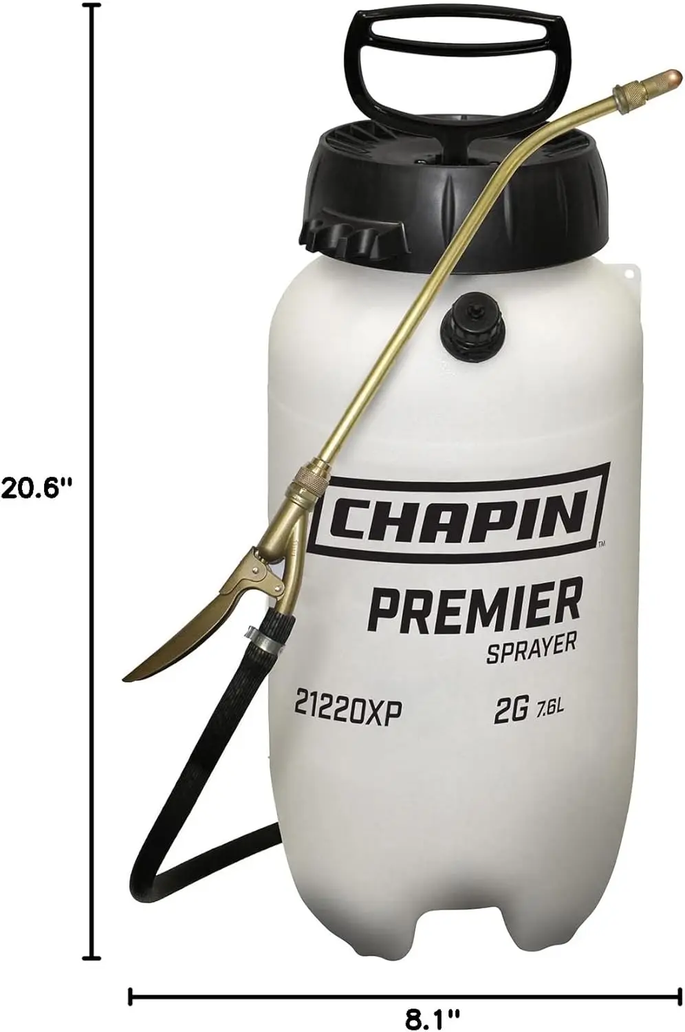 2-Gallon Translucent Poly Sprayer for Fertilizer, Herbicides, Pesticides with Brass Nozzle and Hose