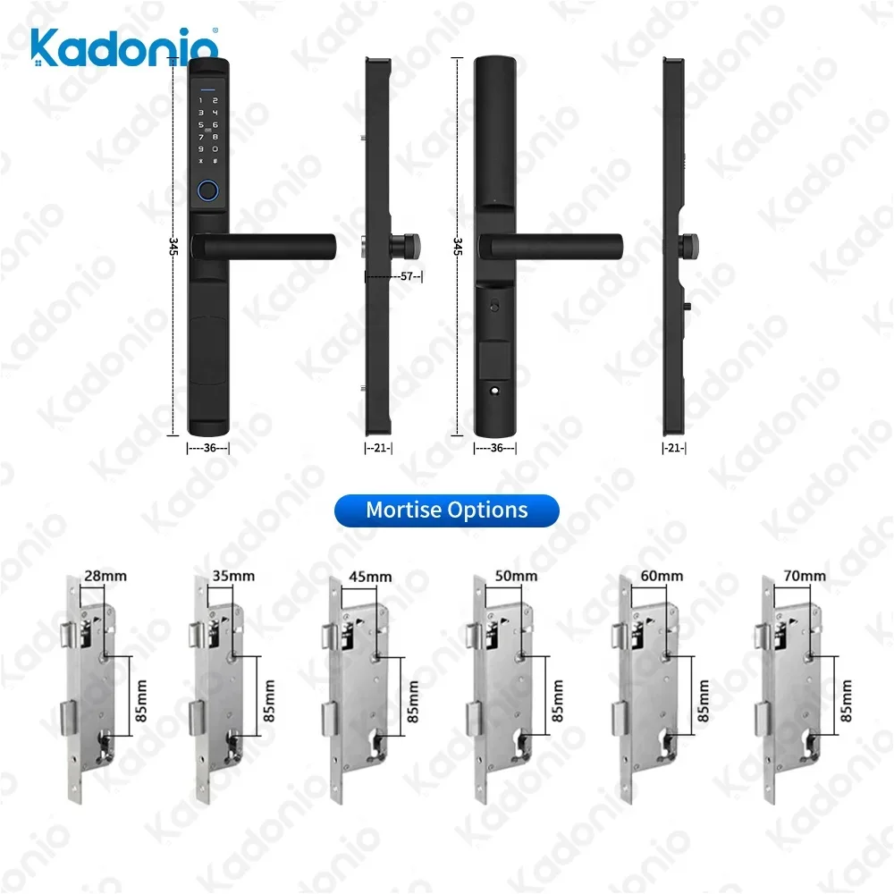 004 Kadonio IP66 Waterproof Outdoor Aluminum Sliding Door Lock Digital Password Tuya Wifi Smart Lock