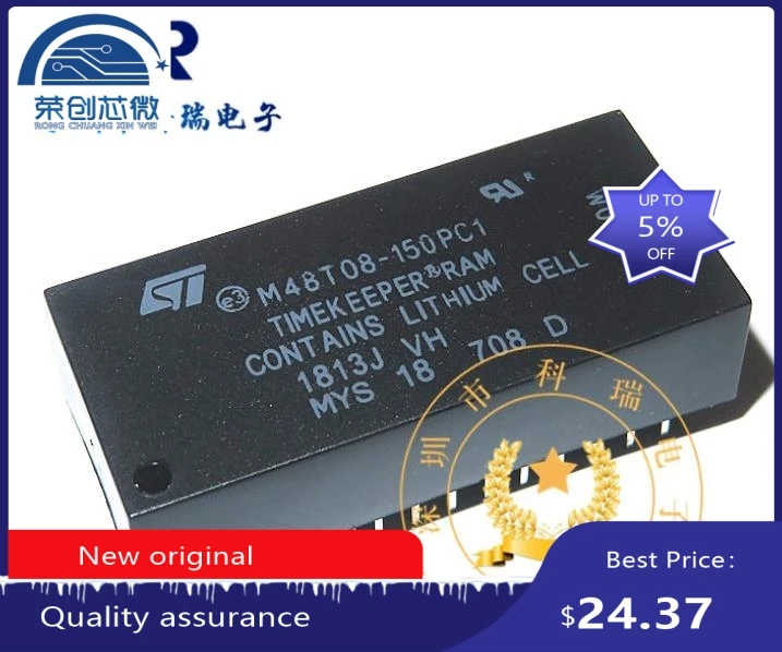 5PCS  M48T08-150PC1 M48T08 48T08 DIP28 64 Kbit 8Kb x 8 TIMEKEEPER SRAM Module New real time clock IC chip