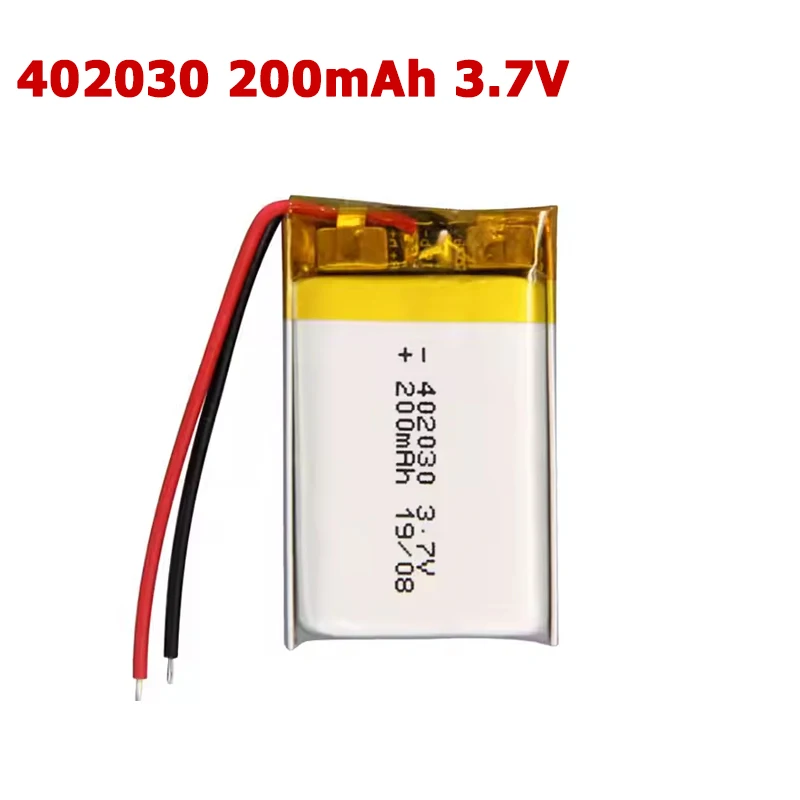 

402030 3.7V 200mAh Lithium Polymer LiPo Rechargeable Battery for Mp3 GPS Smart Watch Camera Bluetooth Speaker Recorder Headphone