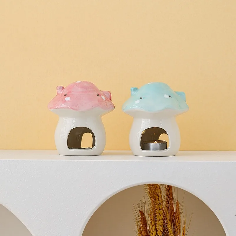 Cute Cartoon Ceramic Decorative Ceramic Creative Cartoon Ceramic Mushroom Incense Burner Tea Light Candle Holder