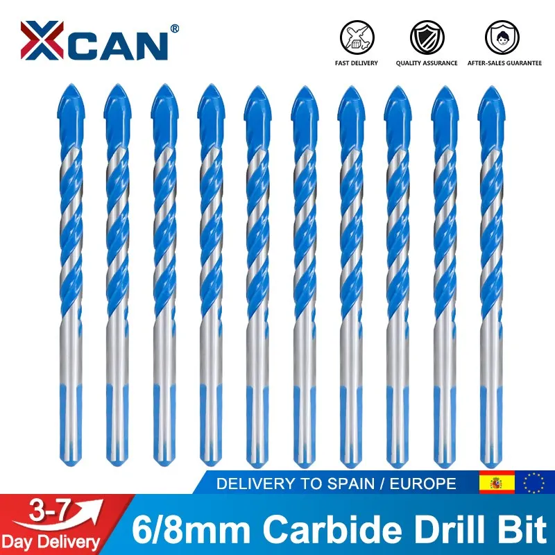 XCAN 6mm 8mm Drill Bit Triangle Drill for Ceramic Tile, Wall, Glass,Bricks,Wood Drilling Hole Cutter Glass Drill Bit