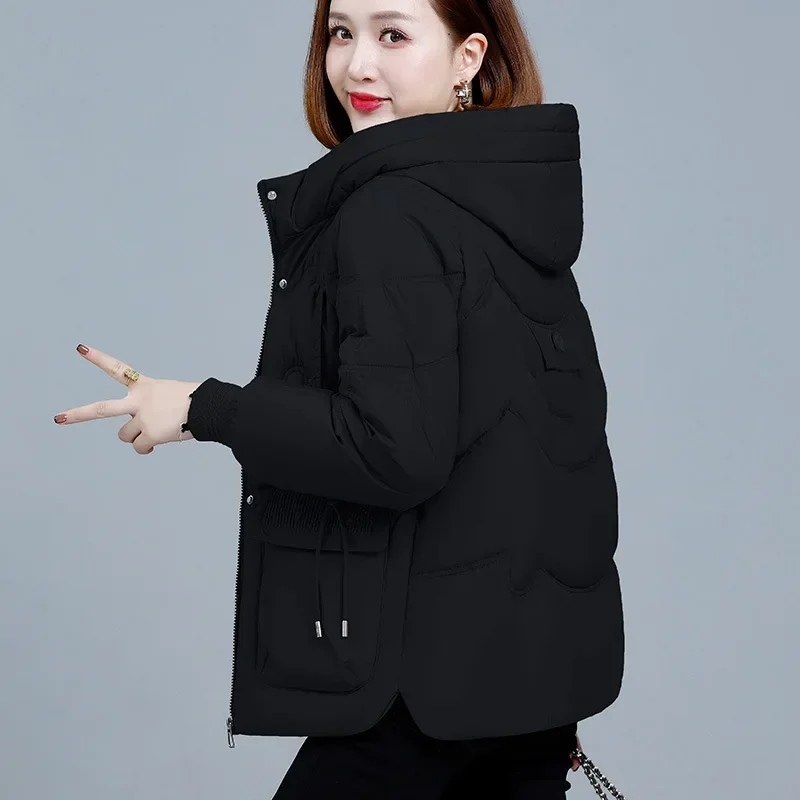 Veste d'hiver en duvet de coton pour femme, épaisse, manches longues, Style ample, à la mode, manteau pour maman d'âge moyen, petite chemise élégante en coton