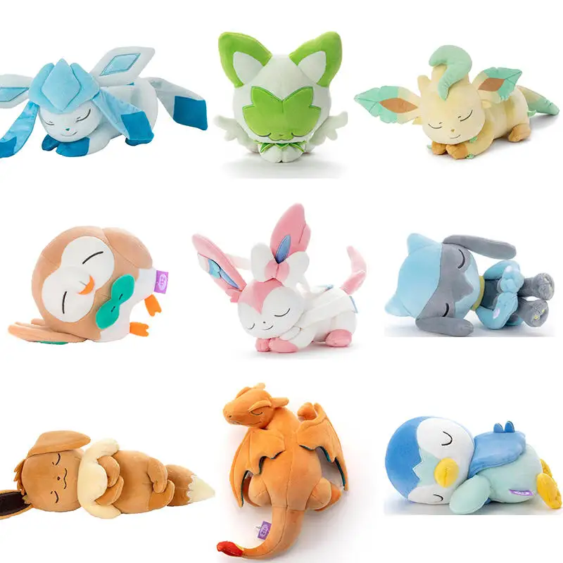 25cm-genuine-cartoon-pokemon-sleep-series-riolu-pikachu-charizard-piplup-sylveon-plush-doll-pillow-decoration-birthday-gift-toy