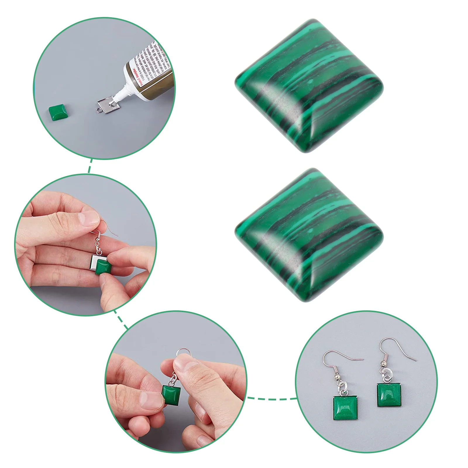 

10Pcs Square Natural Agate Stone Beautiful Loose Beads for DIY Jewelry Accessories Square Agate Stone Jewelry Making Charms