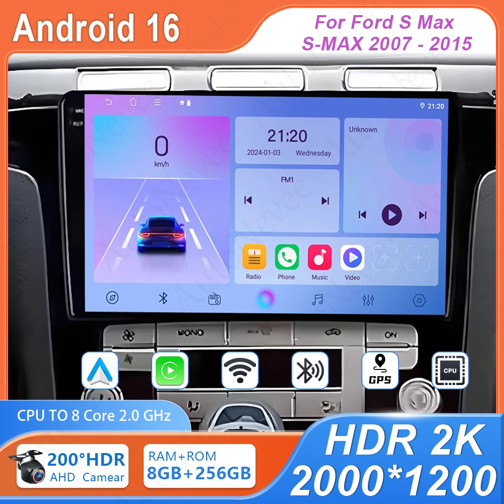 Android For Ford S Max S-MAX 2007 - 2015 4G Wifi BT High-performance Car Dvd Auto Radio Stereo Head Unit CPU HDR QLED Multimedia