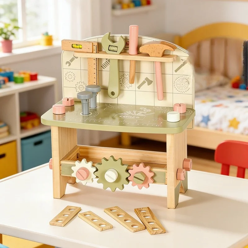 Lazychild Children S Wooden Simulation Tool Table Educational Toys Disassembly And Assembly Playhouse Early Education Assembly