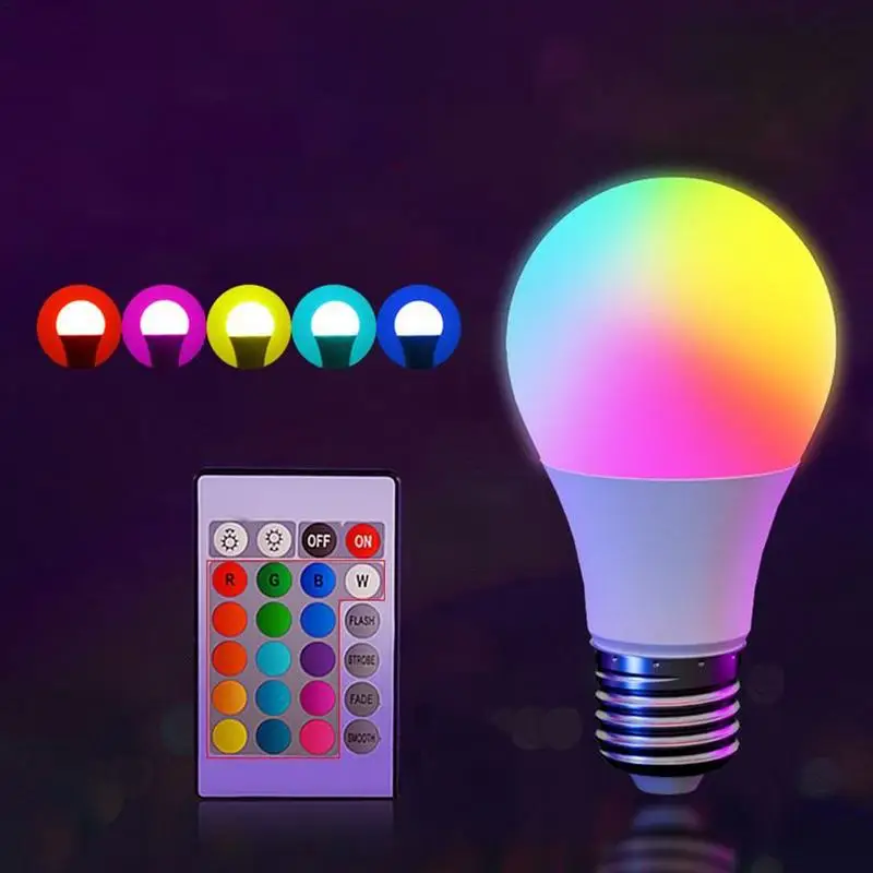 Ampoules LED RGB à base de vis, 5W, avec télécommande, pour bar