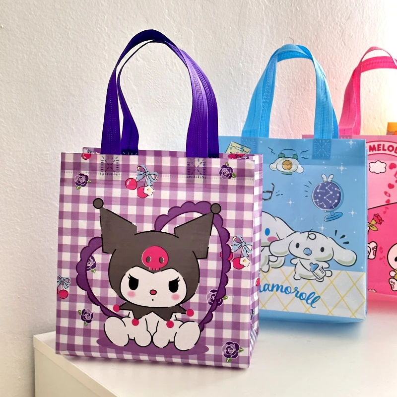 Kawaii Sanrio Cinnamoroll Melodie Kuromi Pochacco Non Woven Boodschappentas Schattige Cartoon Herbruikbare Draagbare Draagbare Kids Cadeauzakjes