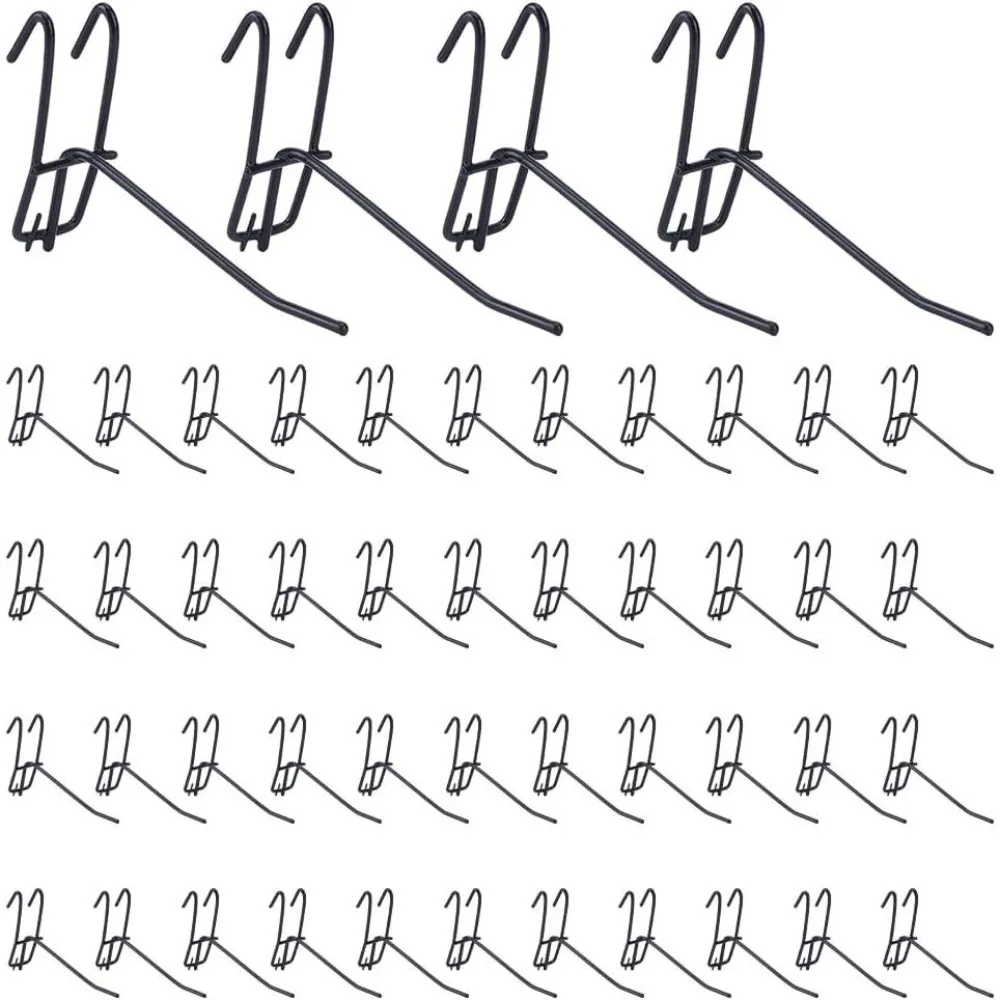 50Pcs 3.9 Inch Gridwall Hooks Metal Grid Wall Display Hooks for Grid Panels Black Heavy Duty Grid Wall Accessories for Retail