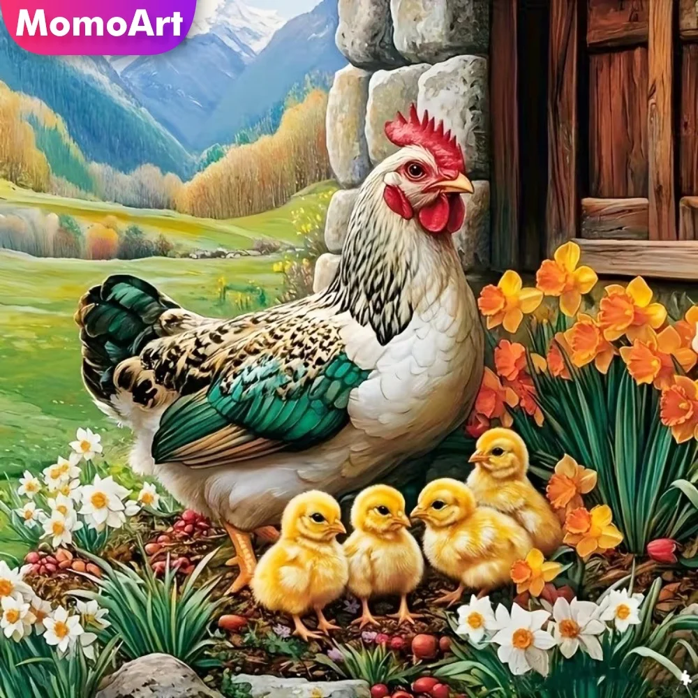 

Алмазная вышивка Momoart: Картина с курицей, новинка, алмазная мозаика, DIY-изображение из страз для декора дома
