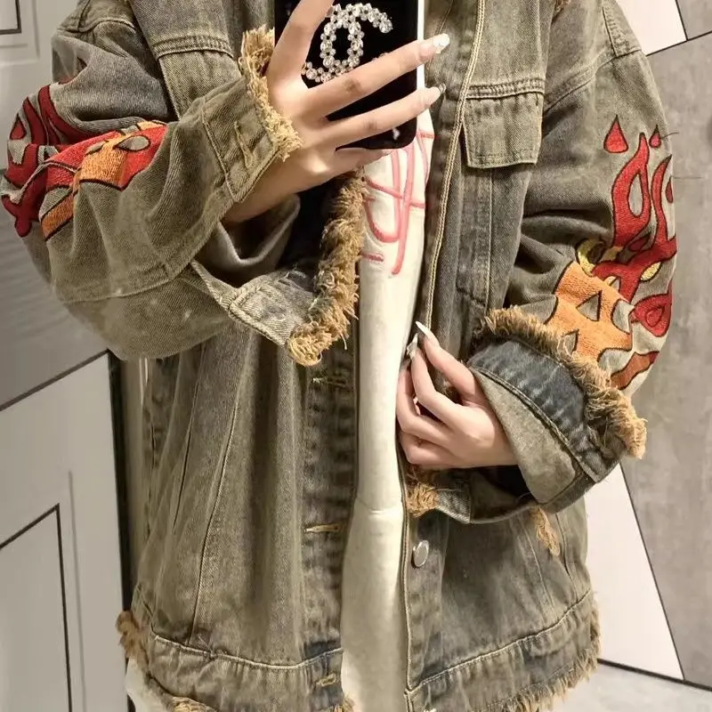 

Street Sle Retro Vintage Denim Jaet for Men Autumn Winter plus Size Faionable Haome Design Casual Outerwear Coat