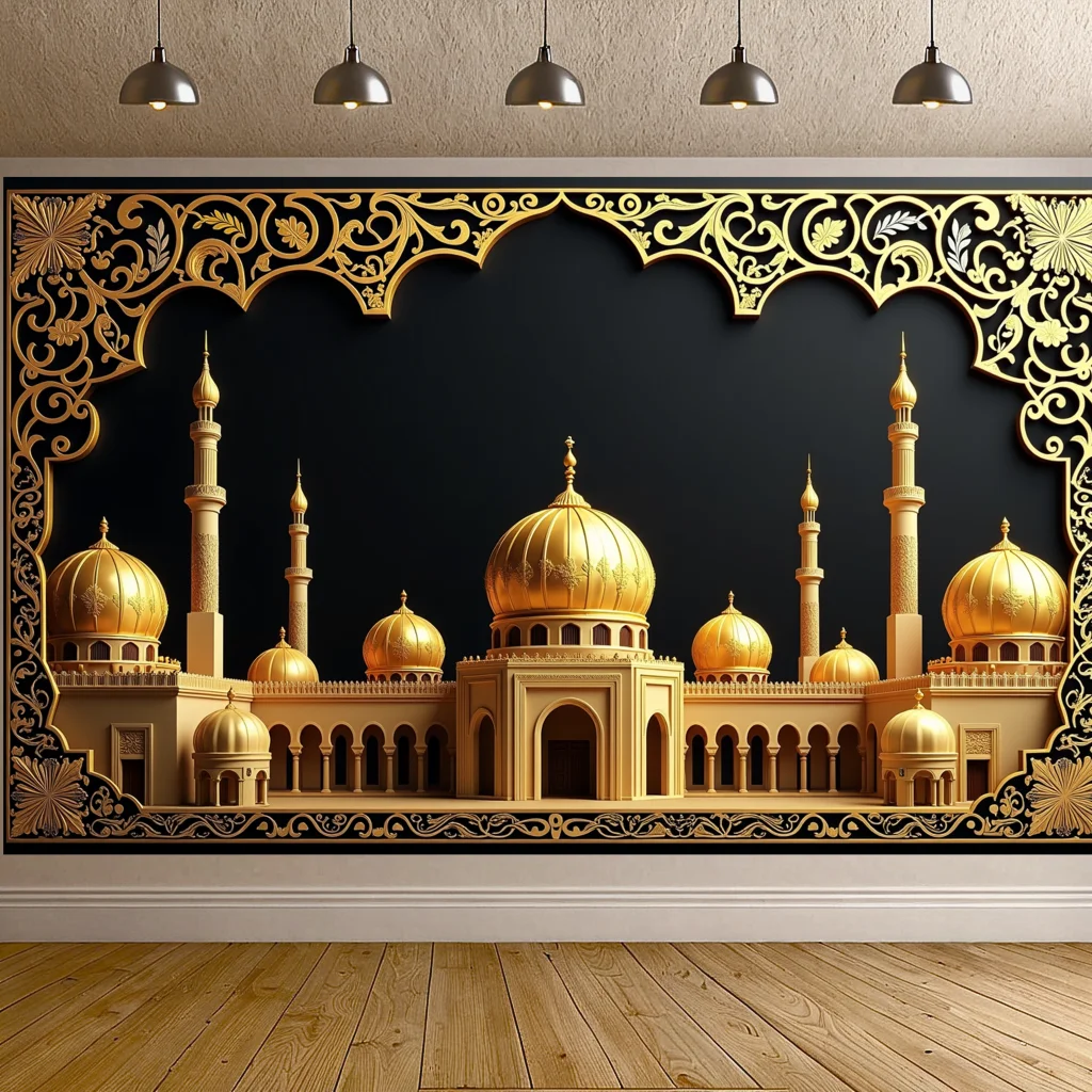 Ramadan Eid Mubarak Decoration Prayer Backdrop Curtains Wall Hanging Decor Indoor Outdoor Banner Ramadan Room Background
