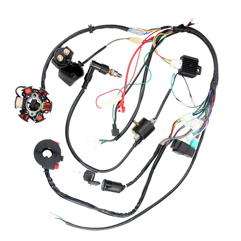Suitable for 50cc 70cc 90cc 110cc 125cc Electric start Quads Electrics Wiring Harness  Stator 6 Coil Kit