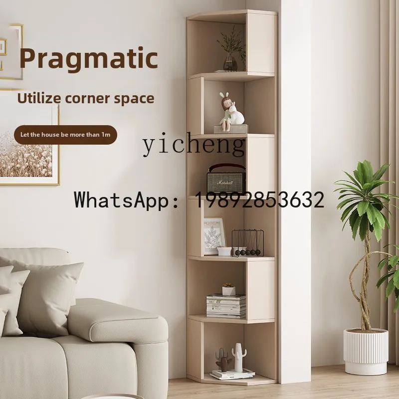 living room corner bookcase triangular bookshelf wall shelf floor corner bay window cabinet household multi-layer storage