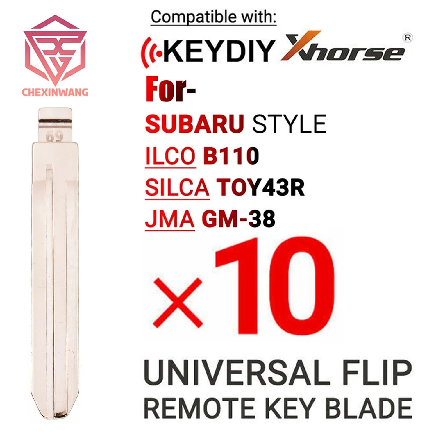 

10Pcs/Lot #69 Uncut Remote Key Blade Flip Blank Key Blade TOY43R for Toyota Chevrolet GM Holden Isuzu Metal NO. 69 Blank Key