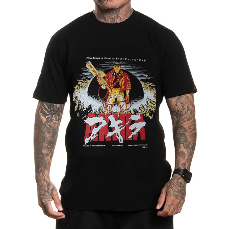 

0225 Vintage Akira Anime Gift T Shirt Cyberpunk Manga Neo-Tokyo City explosion Graphic clothes cyber mecha All size tops S-6XL