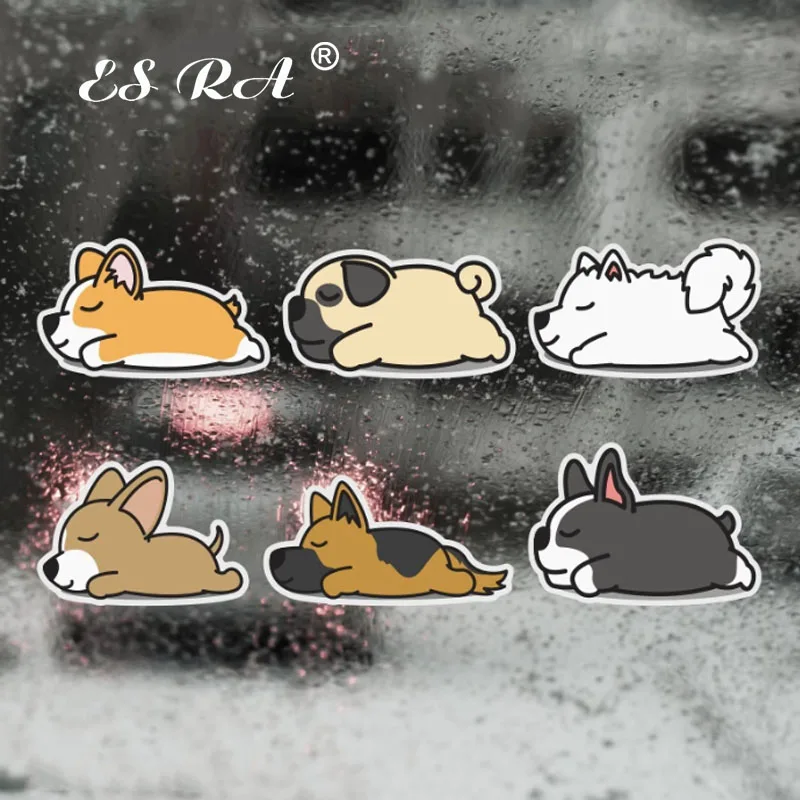 

Cartoon Lying Dog Reflective Stickers Motorcycle Electric Car Rear Windshield Scratch Cover Decals