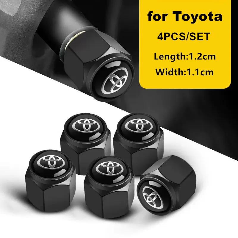 4 قطعة عجلة السيارة المعدنية الإطارات صمام قبعات الجذعية يغطي لتويوتا كورولا بريوس كامري برادو ألارد Vellfire تاج اكسسوارات