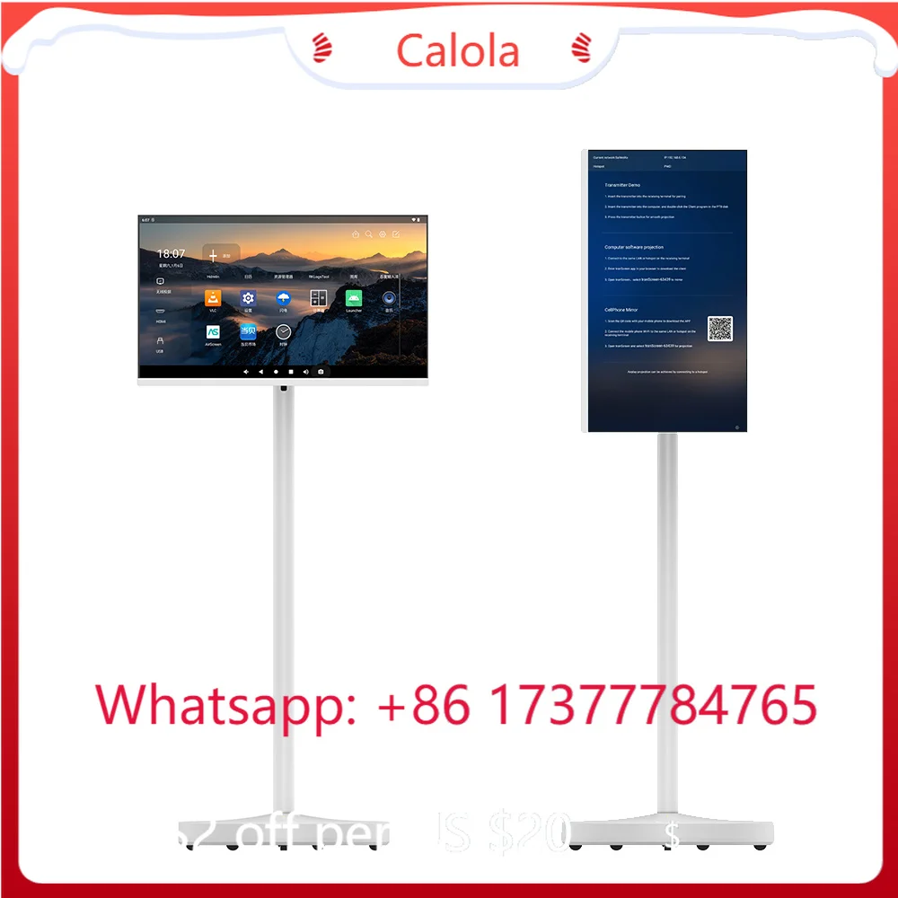 Smart TV Android de 27 Polegadas Full HD 1080P com Tela LED Sensível ao Toque Destacável e Rotativa