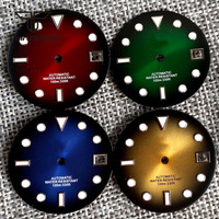 29mm Gradient Red/Blue/Green/Yellow Sterile Watch Sunburst Dial Accessory Date Window Luminous Fit NH35 NH36 Automatic Movement