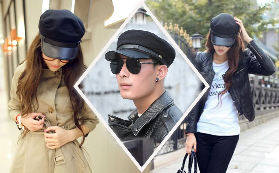Chauffeur Hat for Men Women, Classic Vintage Captain Hat Newsboy Cap Costume Hats