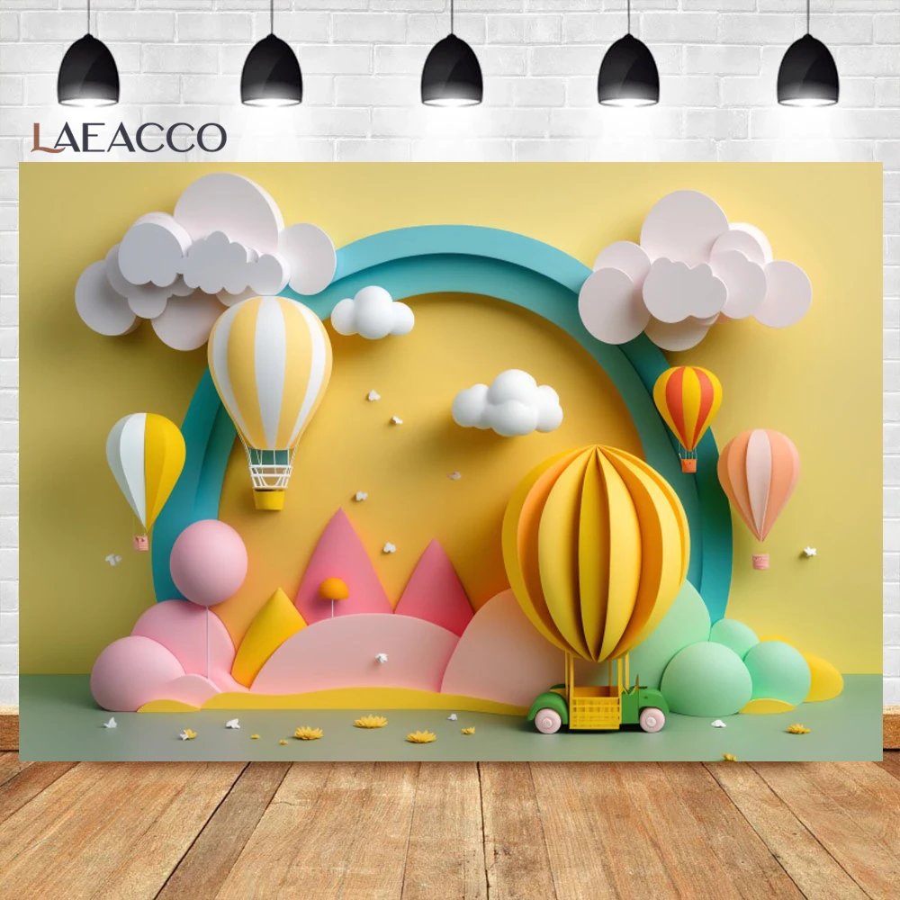 Colorful Balloon Photography Backdrops Boy Girl One Year Birthday Party Decor Children Family Portrait Backgrounds Studio Props