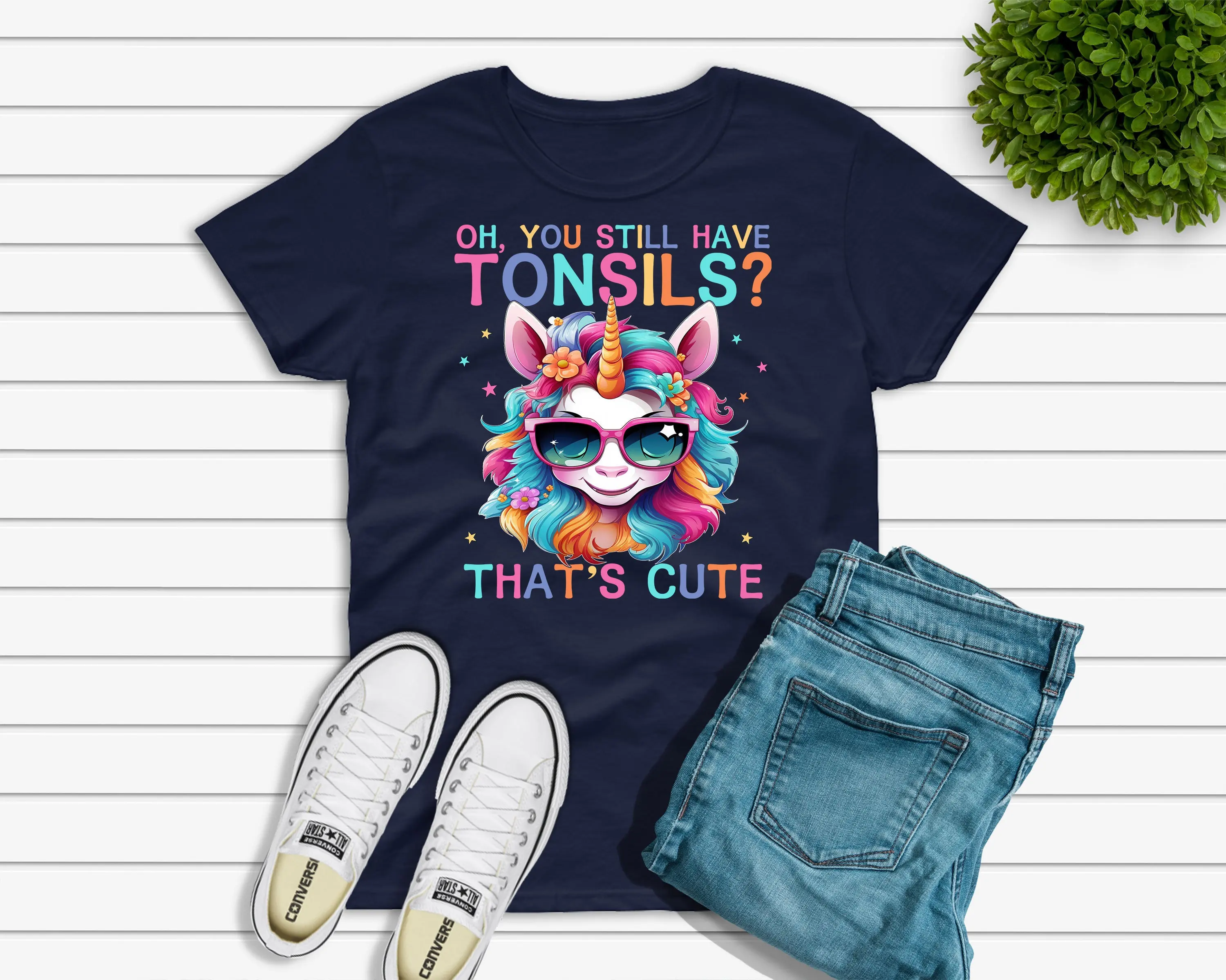 Tonsil Removal Surgery T Shirt For Kids Girls Tonsillectomy Recovery Funny Unicorn