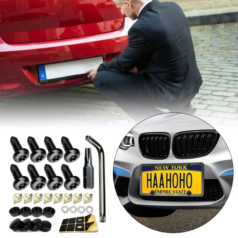 Upgraded License Plate Screws Set Convenient License Plate Fasteners set Efficient License Plate Fasteners set for Car D7YA