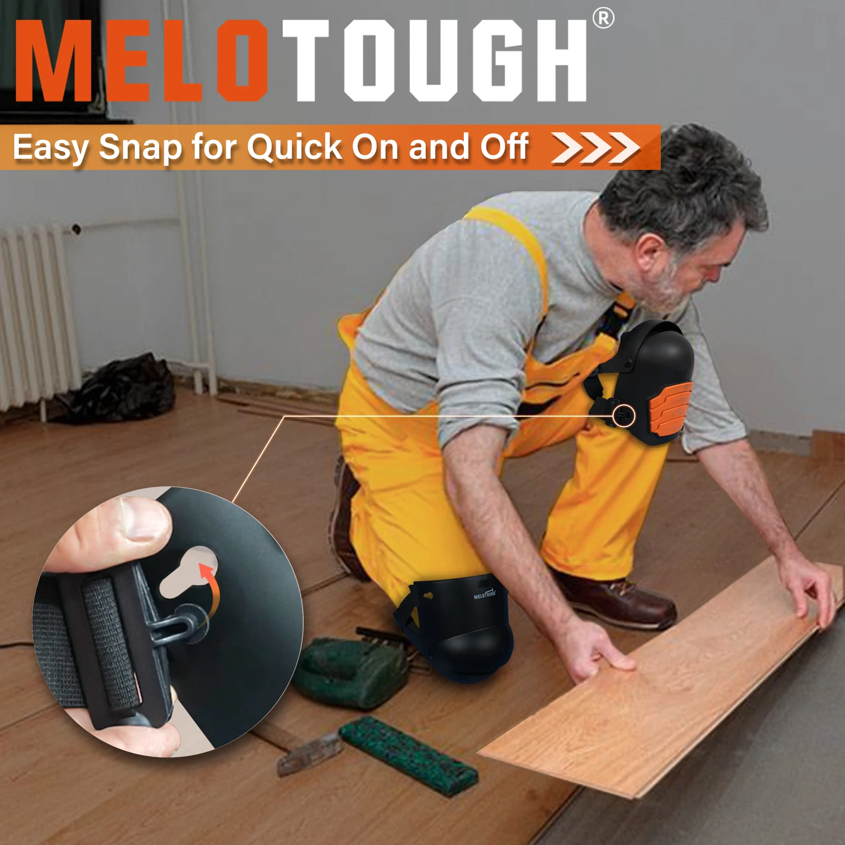 Joelheiras MELOTOUGH para trabalho, construção, piso, jardinagem - confortáveis e flexíveis