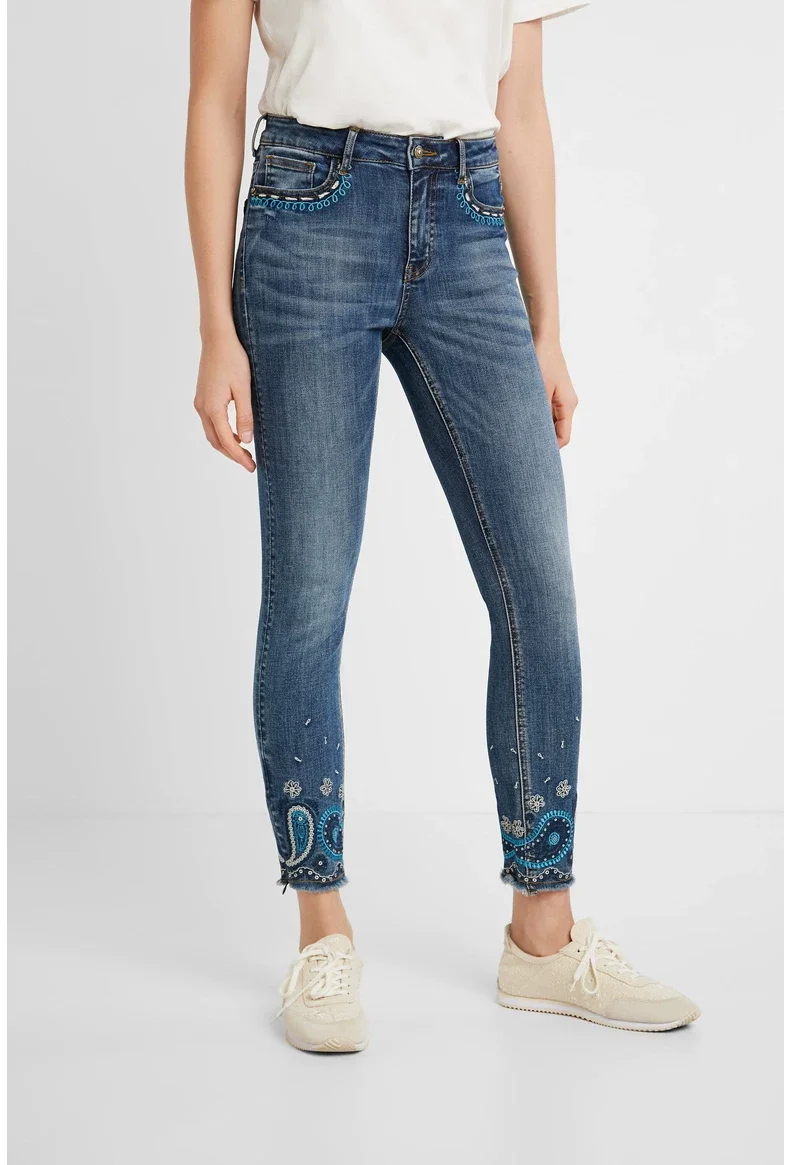 Foreign trade original single Spanish new fashion embroidered beaded women jeans