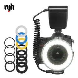HD-130 Macro LED Ring Flash Bundle with 8 Adapter Ring for Canon Nikon Pentax Olympus Panasonic DSLR Camera Flash V HD130