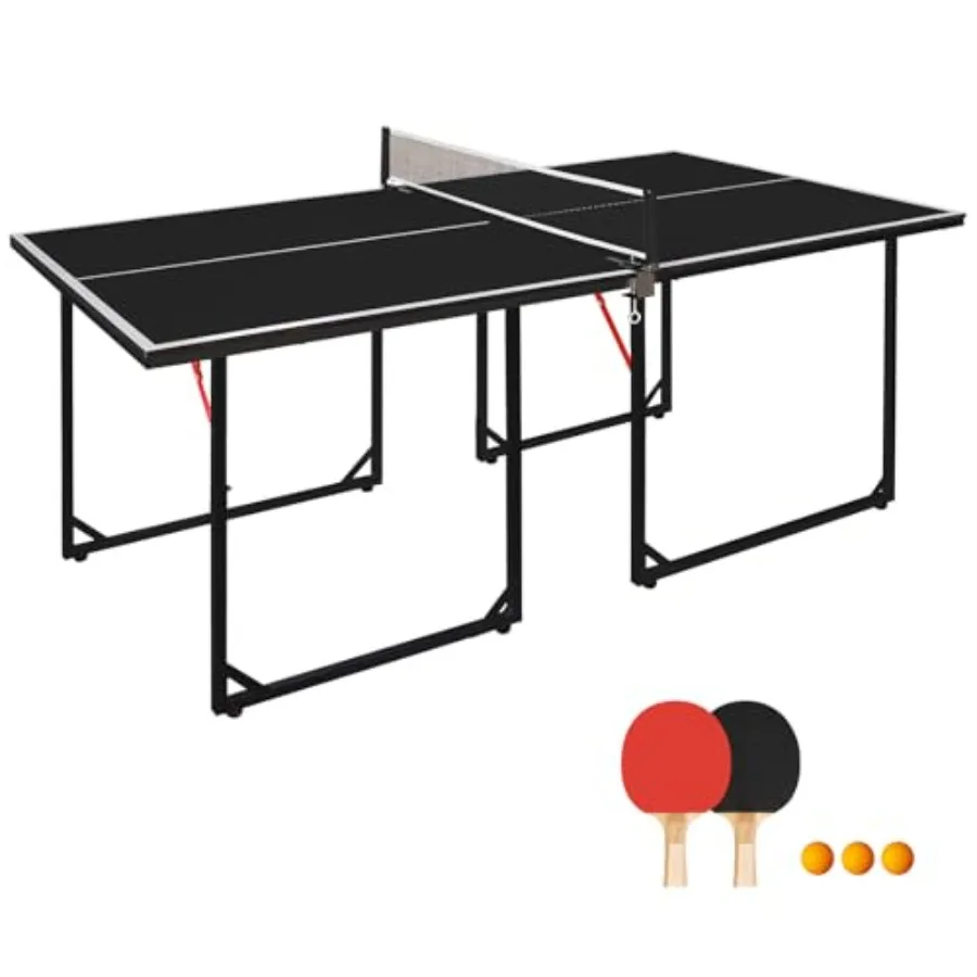 

6x3ft Ping Pong Table Mid-Size Portable Table Tennis Table Set with Net 2 Table Tennis Paddles and 3 Balls for and Adults Not F