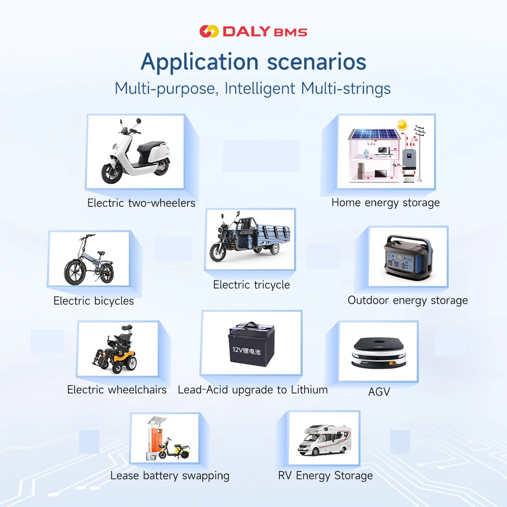 DALY Smart BMS 1A Active Balance bluetooth UART 40A 60A 100A 150A for Lifepo4 Li-Ion battery 18650