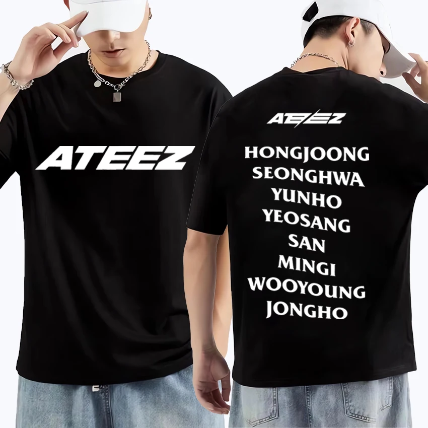 

NEW Band Ateez Album Tour Print T Shirt Street men women's Hip Hop Short Sleeve T Shirts Fashion Vintage Loose Cotton T-shirts