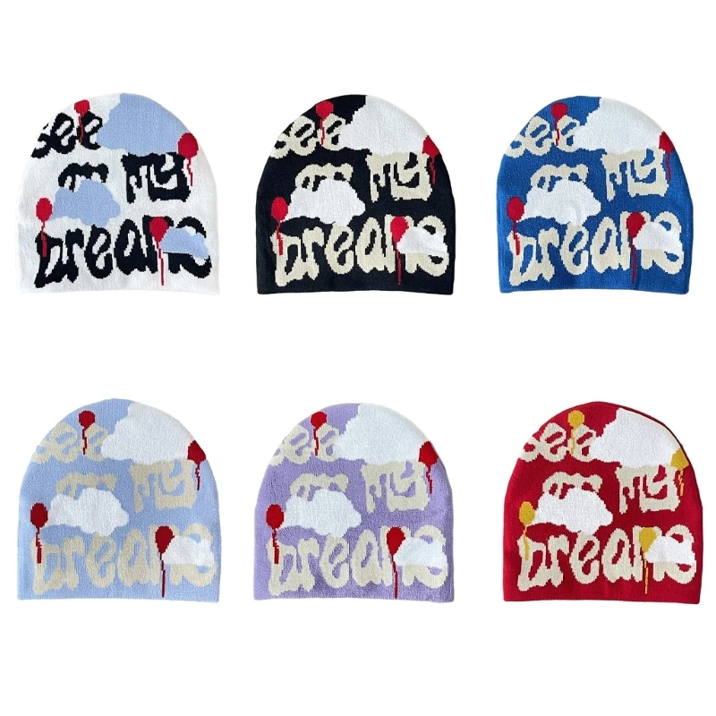 Girl Skull Hat Fashion Cloud Pattern Hat Teenagers Soft Pullover Hat K3KF