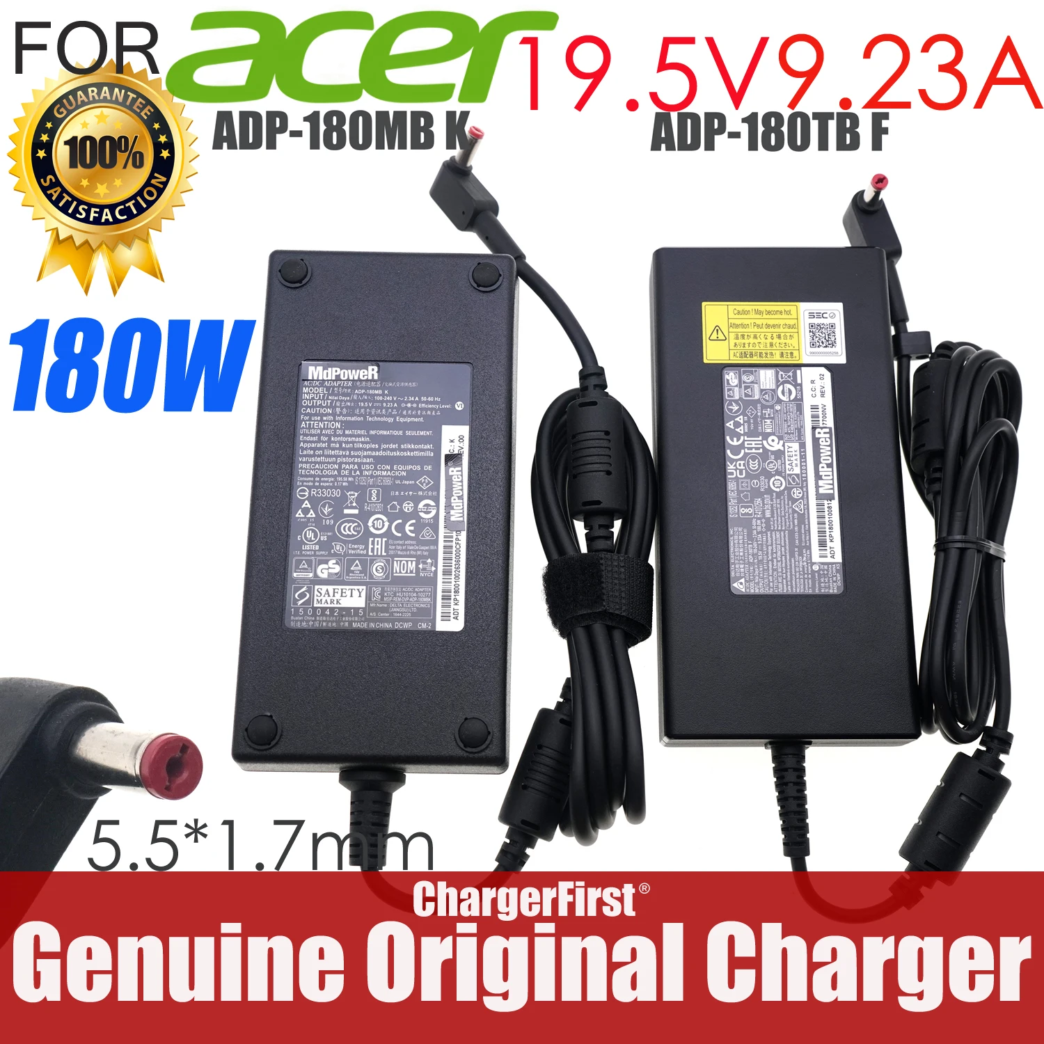 Genuine DELTA ADP-180TB F 19.5V 9.23A 180W Power Supply AC Adapter For ACER V17 V15 NITRO NITRO 7 Series Laptop Power Charger