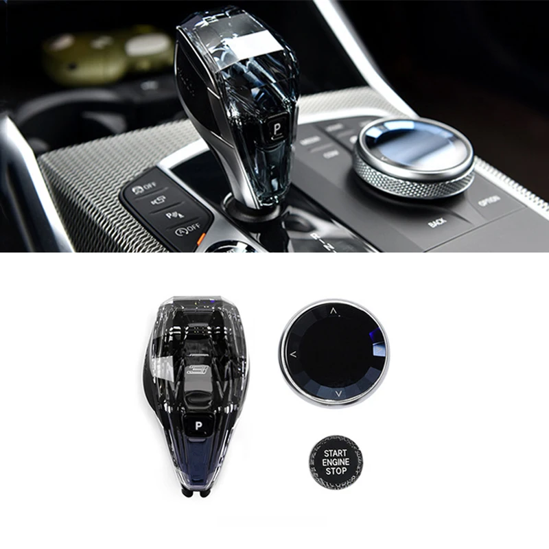 3PCS Crystal MGU Model Gear Shift Knob Handle iDrive For BMW 3 Series G20 G28 4 Series G22 X3 X4 X5 X6 Interior Accessories