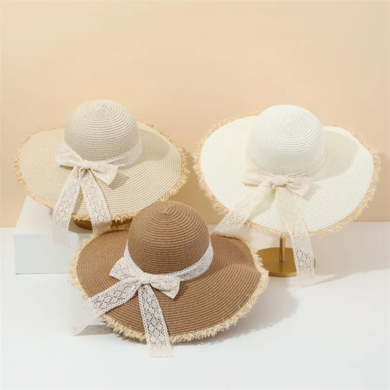 New Western Style All-matching Summer New Bow Big Brim Straw Hat Female Sun Shade Fashion Seaside Beach Hat