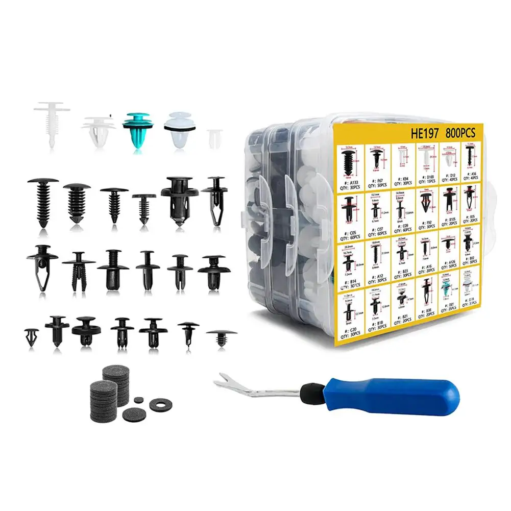 

Универсальный набор крепежных элементов для кузова автомобиля, автобуса, поезда, самолета, грузовика, каравана: клипсы-фиксаторы, заклепки, зажимы для бампера